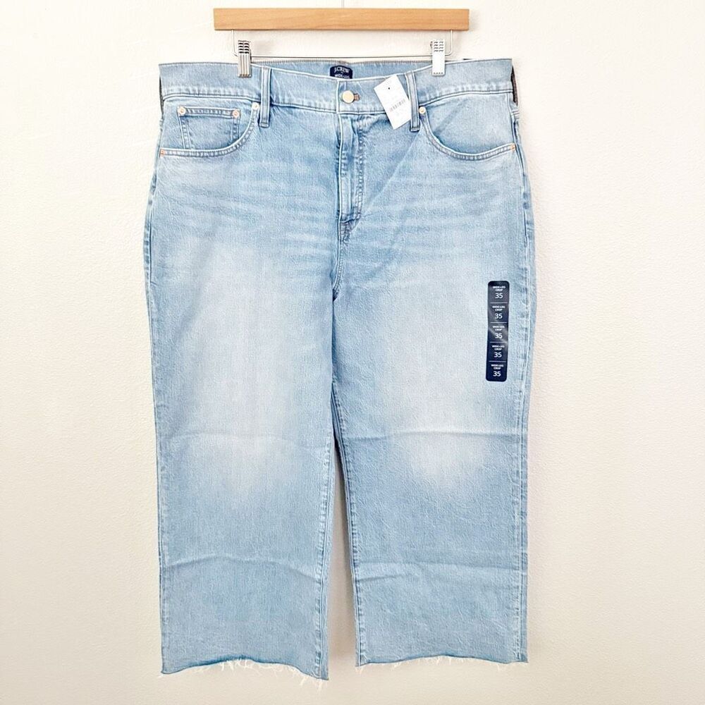 J. CREW | NWT Light Wash Wide Leg Crop Jean Stretch High Rise | Size 35, (20) - Picture 2 of 9